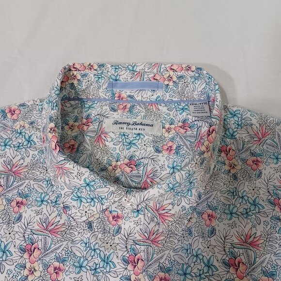 Tommy Bahama Shirt Mens XXXL Blue White Long Sleeve Floral Vented The Siesta Key - Picture 2 of 10